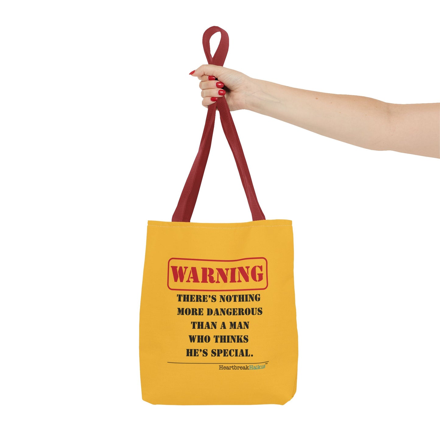 Warning: Dangerous Special Man Haiku Tote Bag (dual-sided design in Yellow Gold)