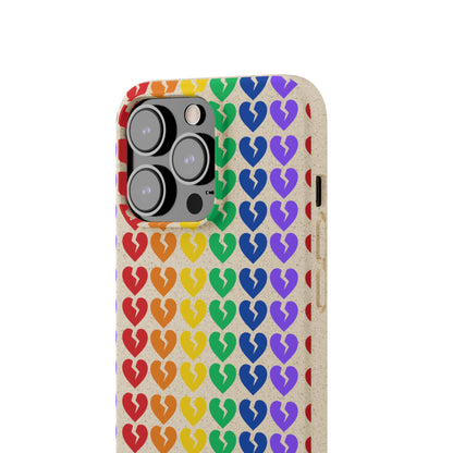 Rainbow Hearts Collection Pattern - Biodegradable Phone Case, Eco-Friendly Phone Cover (Only Hearts Collection)