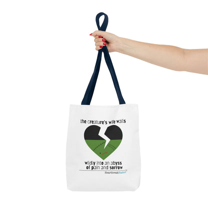 The Creature's Wife Wails Wildly Frankenstein Haiku - Tote Bag (Dual-sided print in Snow White)