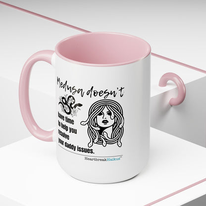 Medusa and Your Daddy Haiku - Two-Tone Coffee Mug 15oz - Dual-Sided Printing