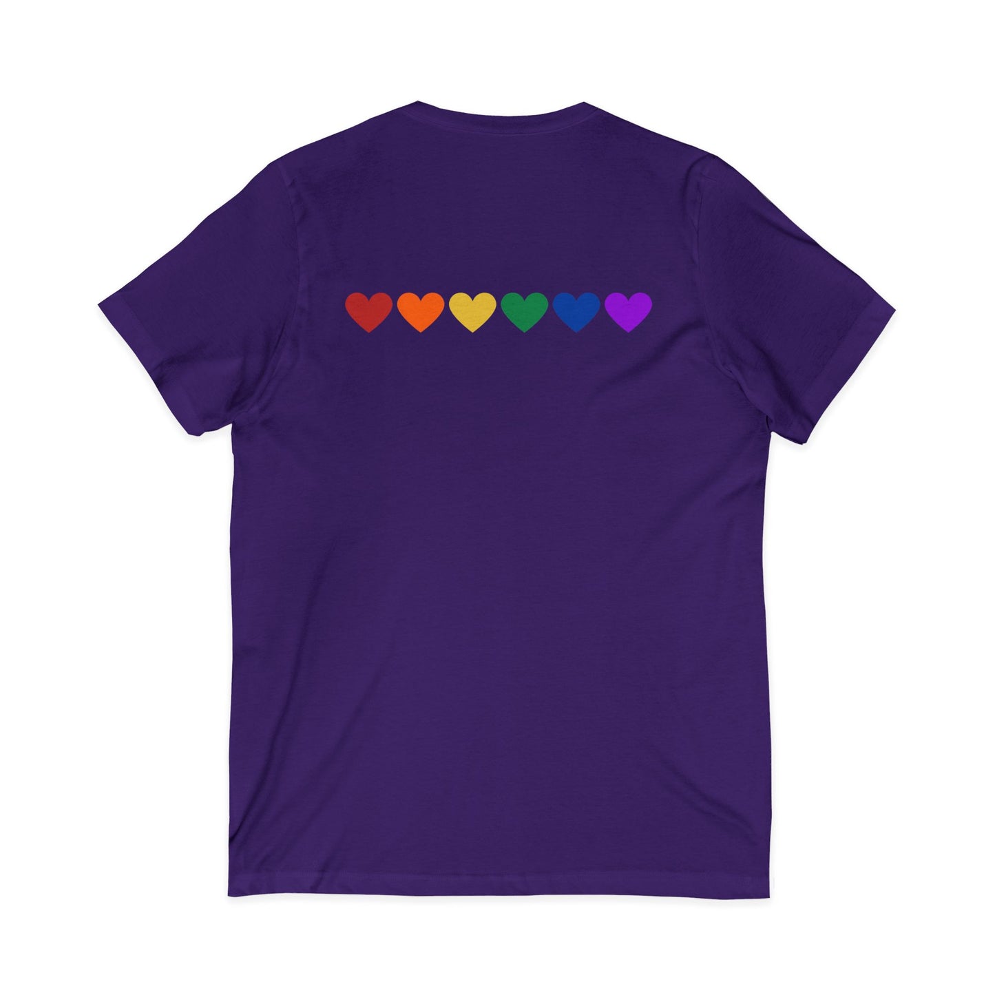 Rainbow Hearts - Jersey Short Sleeve V-Neck Tee
