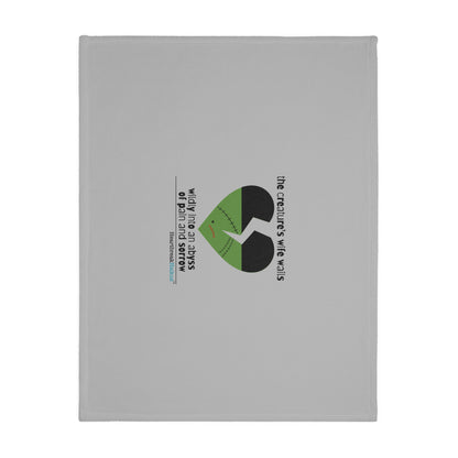 The Creature's Wife Wails Wildly Frankenstein Haiku - Plush Throw Blanket (in Stone Grey)