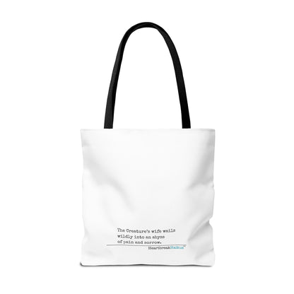 The Creature's Wife Wails Wildly Frankenstein Haiku - Tote Bag (Dual-sided print in Snow White)