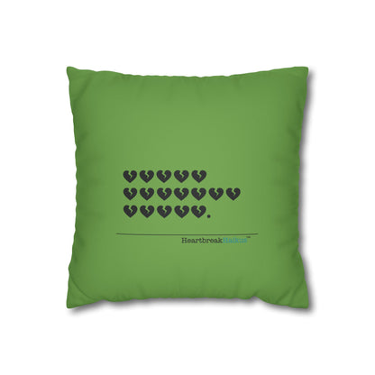 Hieroglyph Heartbreak Haiku - Faux Suede Square Pillowcase (in Wicked Green/Grinch Green)