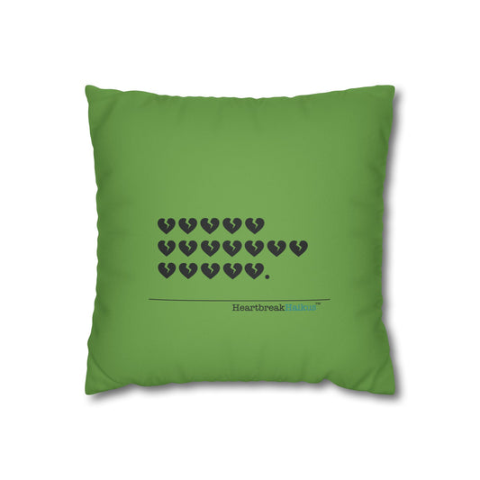Hieroglyph Heartbreak Haiku - Faux Suede Square Pillowcase (in Wicked Green/Grinch Green)