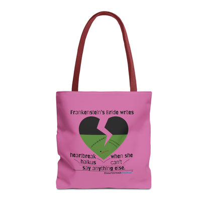 Frankenstein's Bride Writes Heartbreak Haikus - Tote Bag (Dual-sided print in Candy Pink)