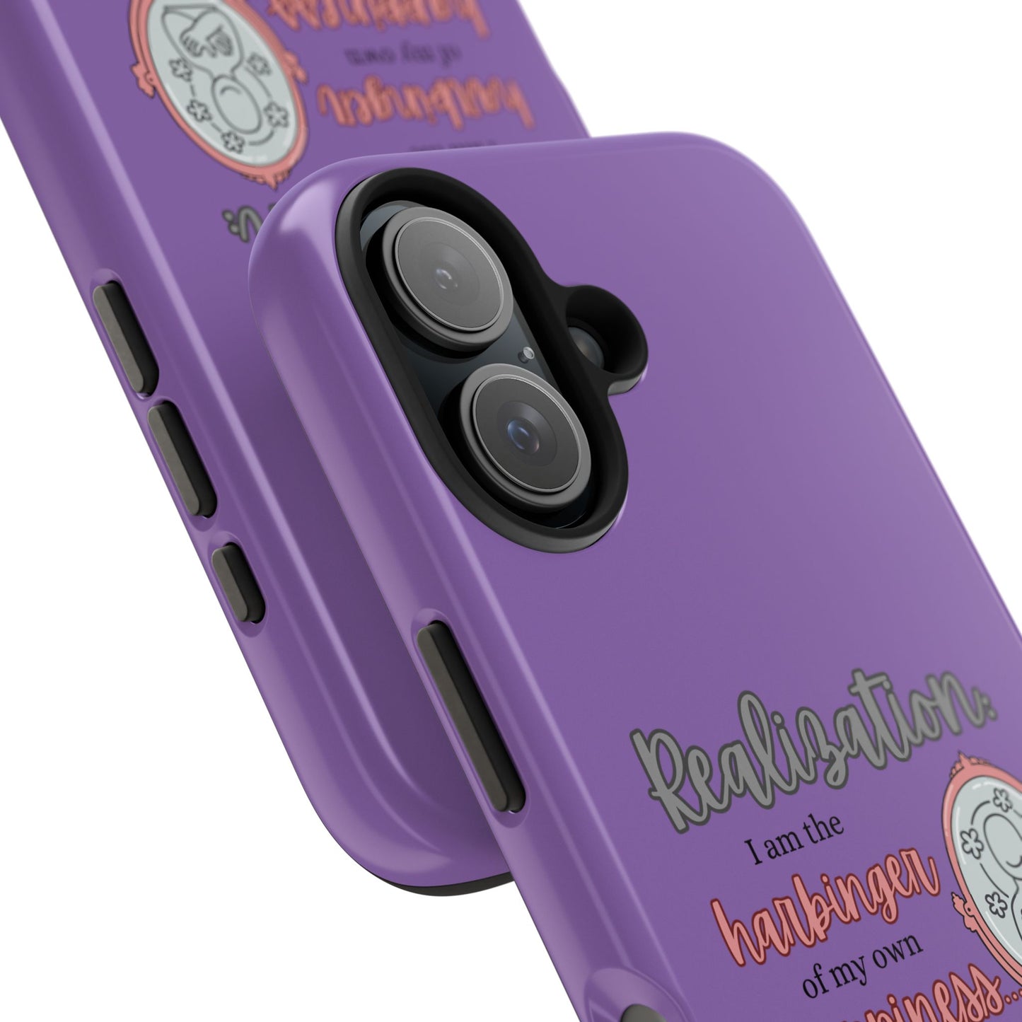 Harbinger of Happiness Tough Phone Cases (purple) available for iPhone 11-16 or Samsung Galaxy S21-S24