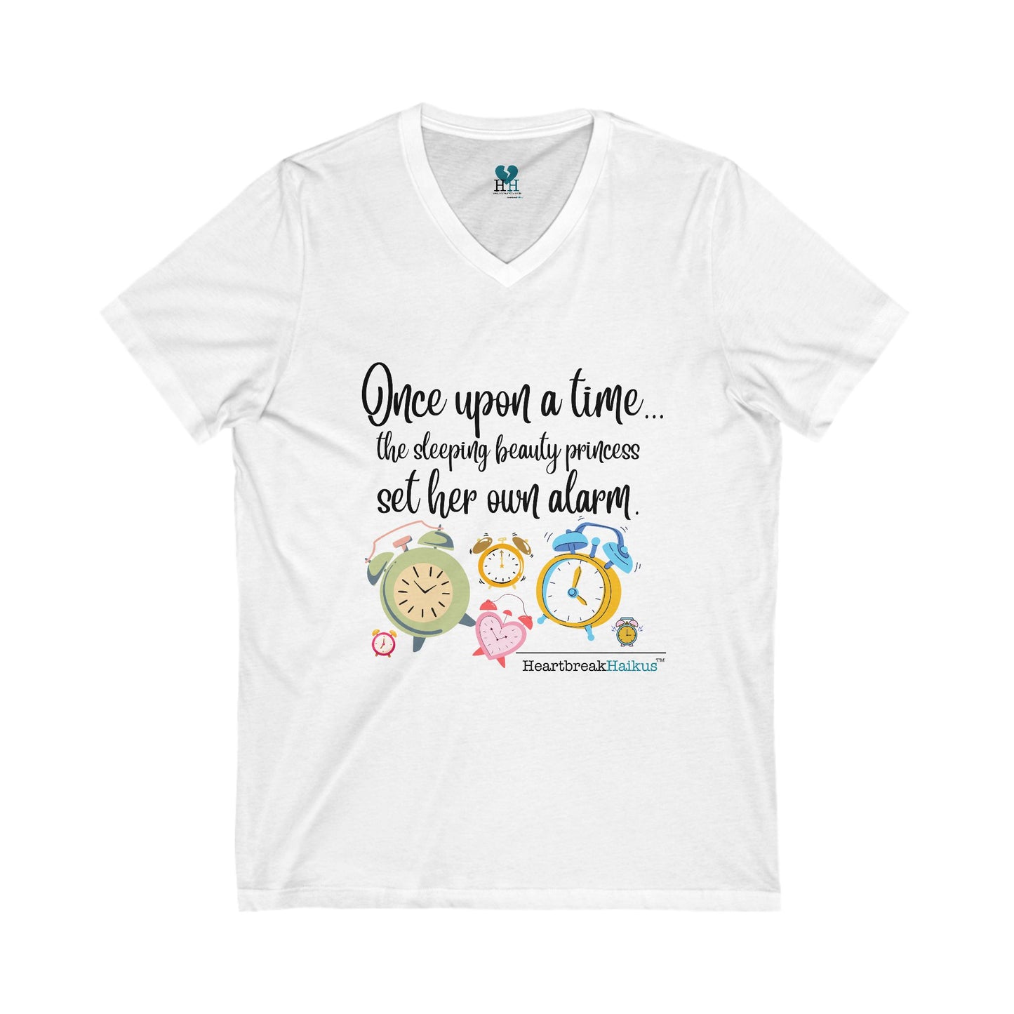 Sleeping Beauty's Alarm Haiku - Unisex Jersey Short Sleeve V-Neck Tee