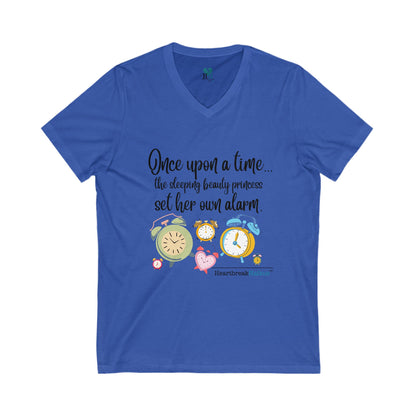Sleeping Beauty's Alarm Haiku - Unisex Jersey Short Sleeve V-Neck Tee