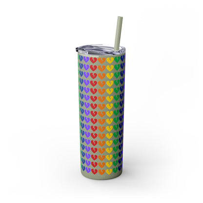 Only Hearts - Skinny Tumbler with Eco-Friendly, Reusable, Matching Straw, 20oz (Rainbow Heartbreak Collection)