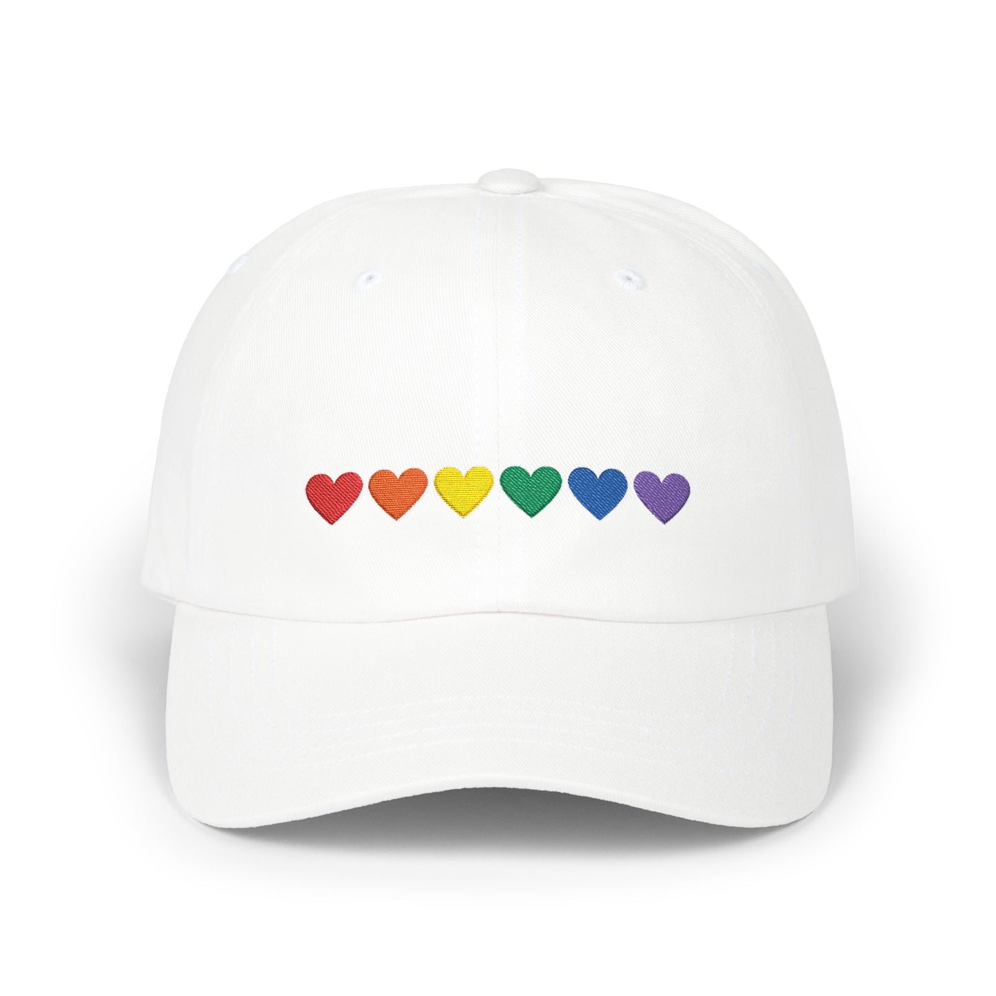 Embroidered Rainbow Hearts - Classic Adjustable Cap (Only Hearts Collection)