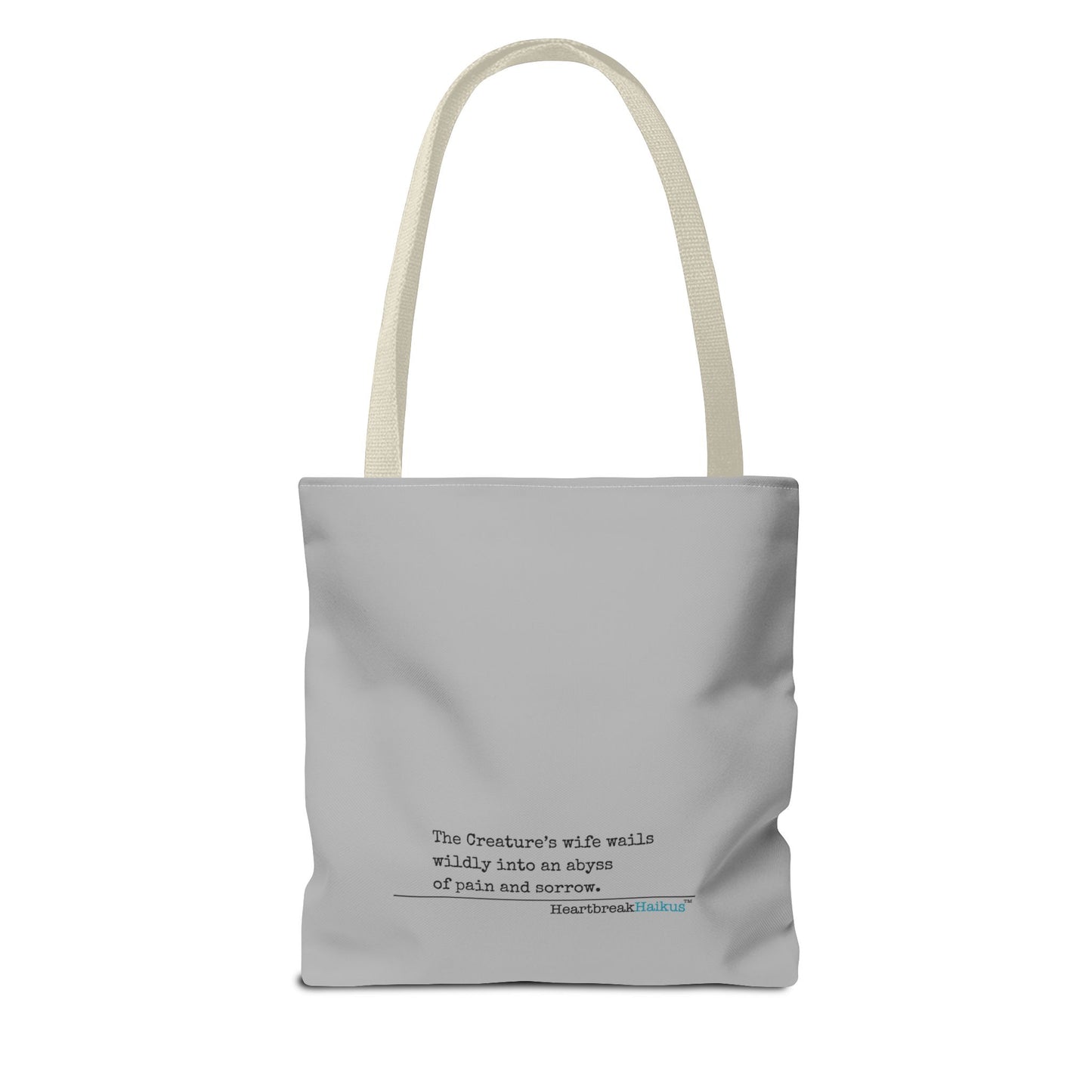 The Creature's Wife Wails Wildly Frankenstein Haiku - Tote Bag (dual-sided print in light grey)