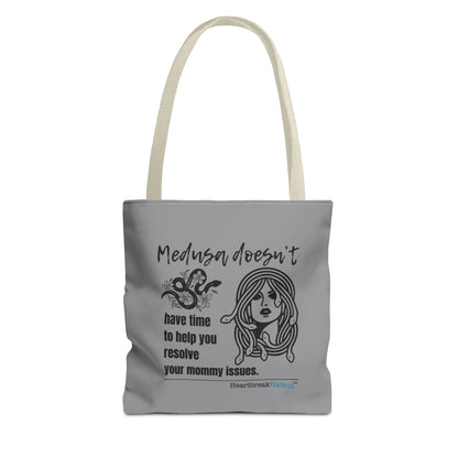 Medusa and Your Mommy Haiku - Tote Bag (Dual-sided print in Stone Grey)