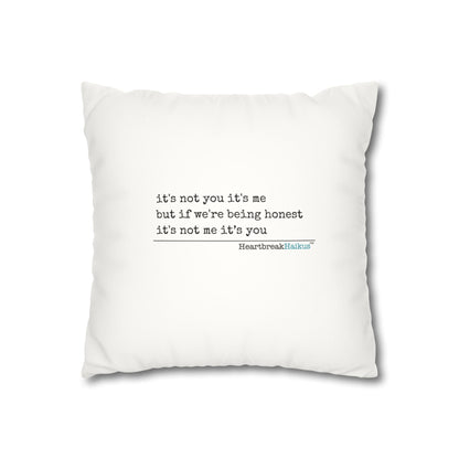 It's Not Me/You Haiku - Faux Suede Square Pillowcase (Rainbow Heartbreak Collection)