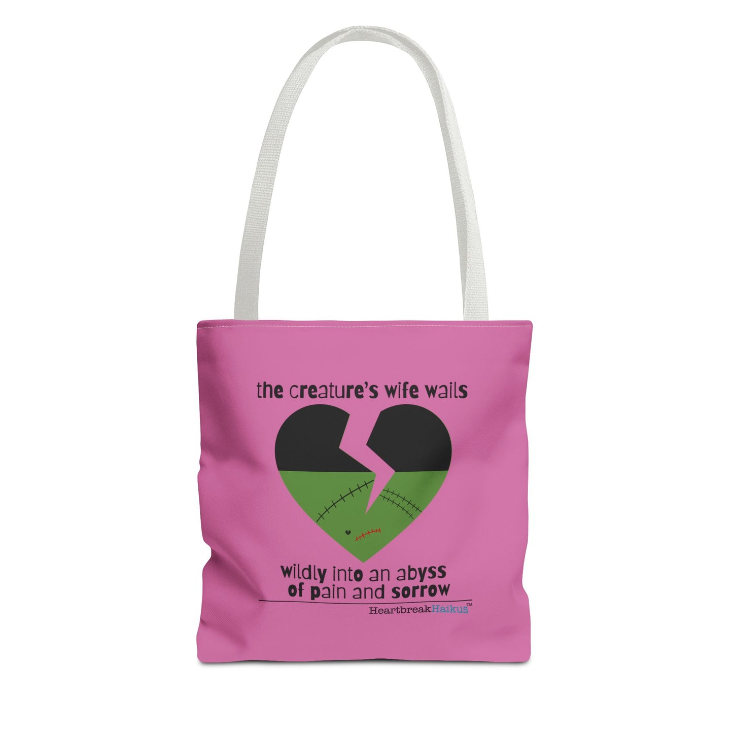 The Creature's Wife Wails Wildly Frankenstein Haiku - Tote Bag (dual-sided print in Candy Pink)