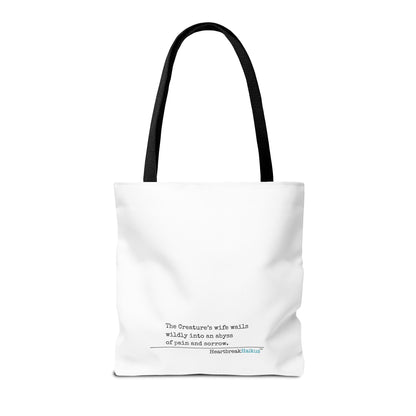 The Creature's Wife Wails Wildly Frankenstein Haiku - Tote Bag (Dual-sided print in Snow White)