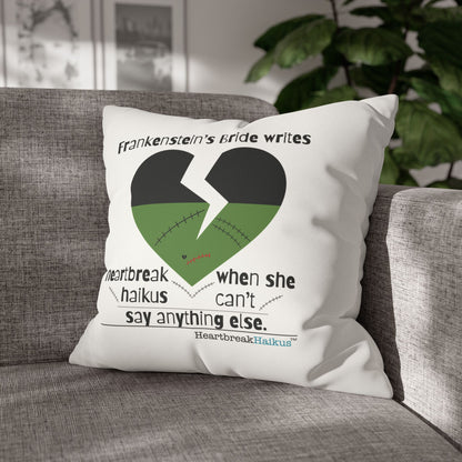 Frankenstein's Bride Writes Heartbreak Haikus - Faux Suede Square Pillowcase (in Snow White)