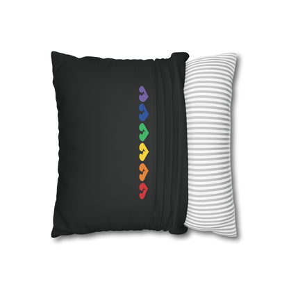 Rainbow Broken Hearts (on Midnight Black) - Faux Suede Square Pillowcase (Only Hearts Collection)