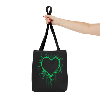 Lightning-Cracked Heart Tote Bag (in Electric Wicked Green) - (The Only Hearts Collection)