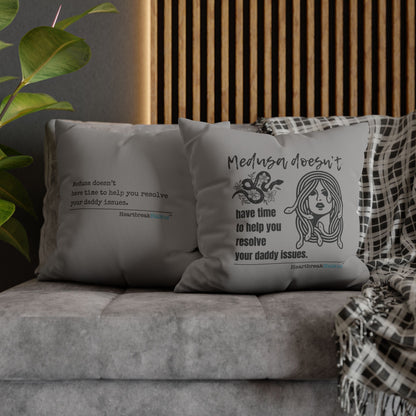 Medusa and Your Daddy Haiku - Faux Suede Square Pillowcase in Stone Grey