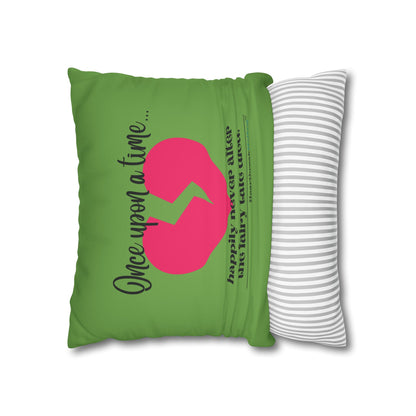 The Fairy Tale Died Haiku - Faux Suede Square Pillowcase (in Wicked Green)