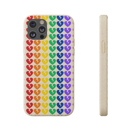 Rainbow Hearts Collection Pattern - Biodegradable Phone Case, Eco-Friendly Phone Cover (Only Hearts Collection)