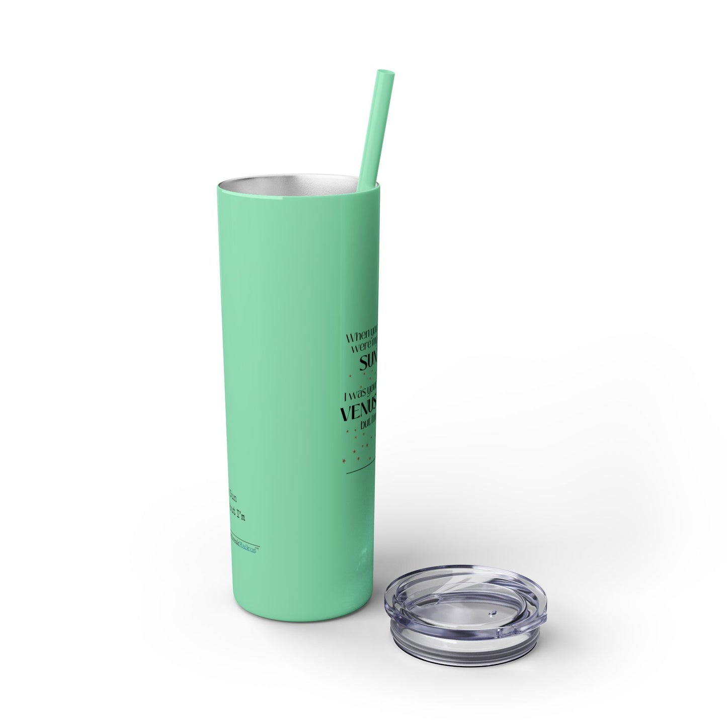 Safer as Pluto Haiku - Skinny Venti Tumbler with Eco-Friendly, Reusable, Matching Straw, 20oz