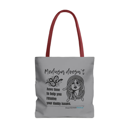 Medusa and Your Daddy Haiku - Tote Bag (Dual-sided print in Stone Grey)