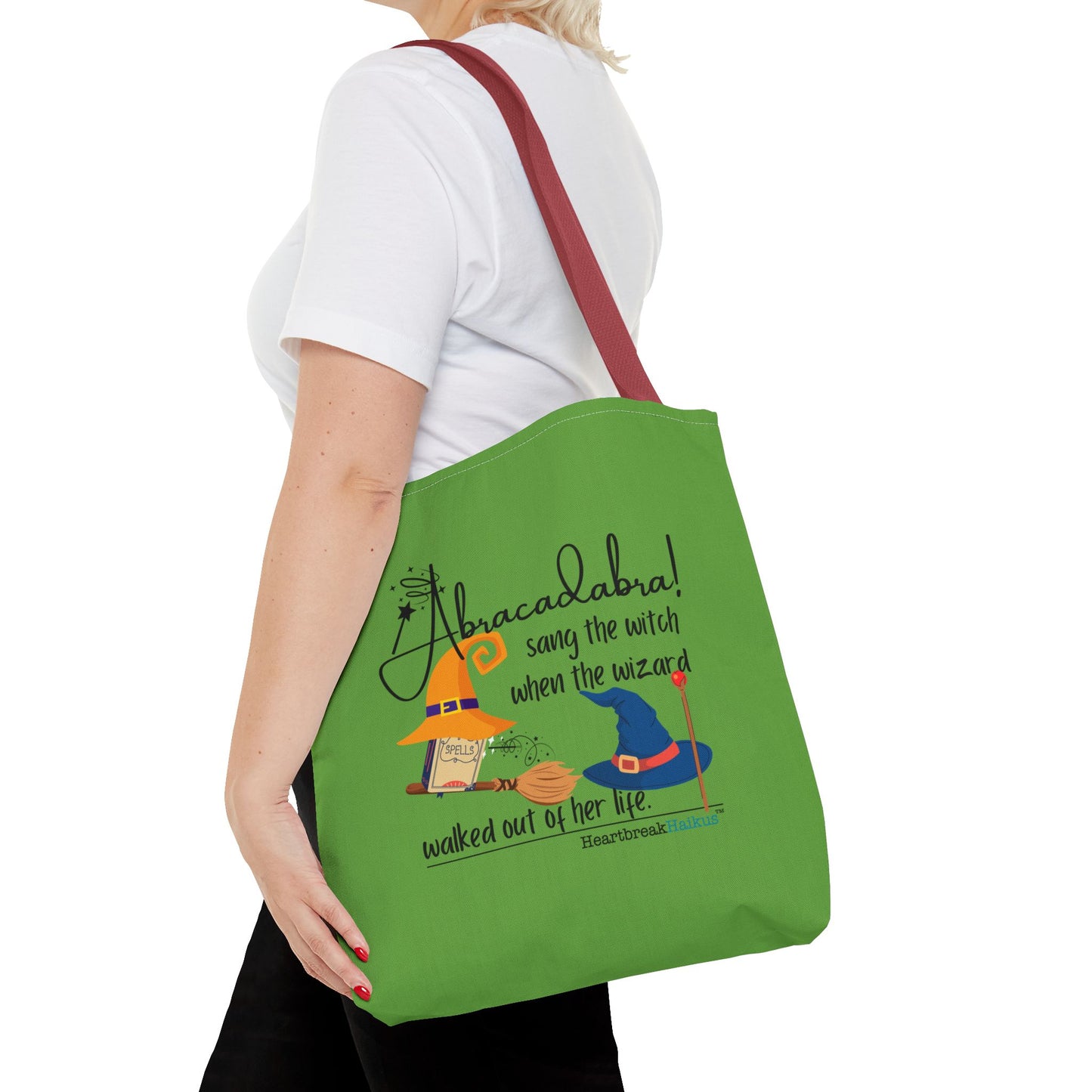 Abracadabra Sang the Witch Haiku - Tote Bag (Dual-sided print in Avocado Green)