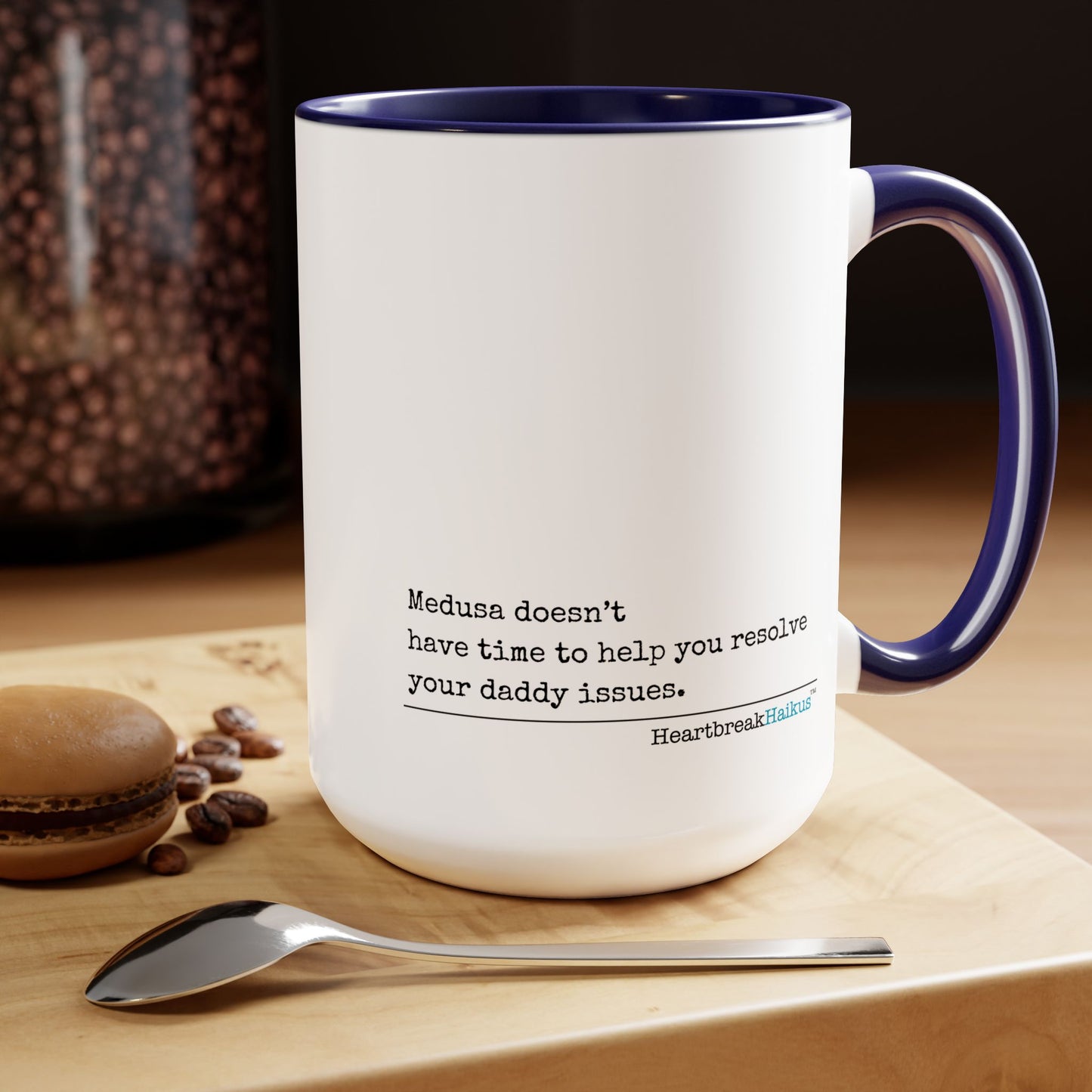 Medusa and Your Daddy Haiku - Two-Tone Coffee Mug 15oz - Dual-Sided Printing