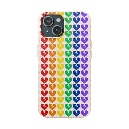 Rainbow Hearts Collection Pattern - Biodegradable Phone Case, Eco-Friendly Phone Cover (Only Hearts Collection)
