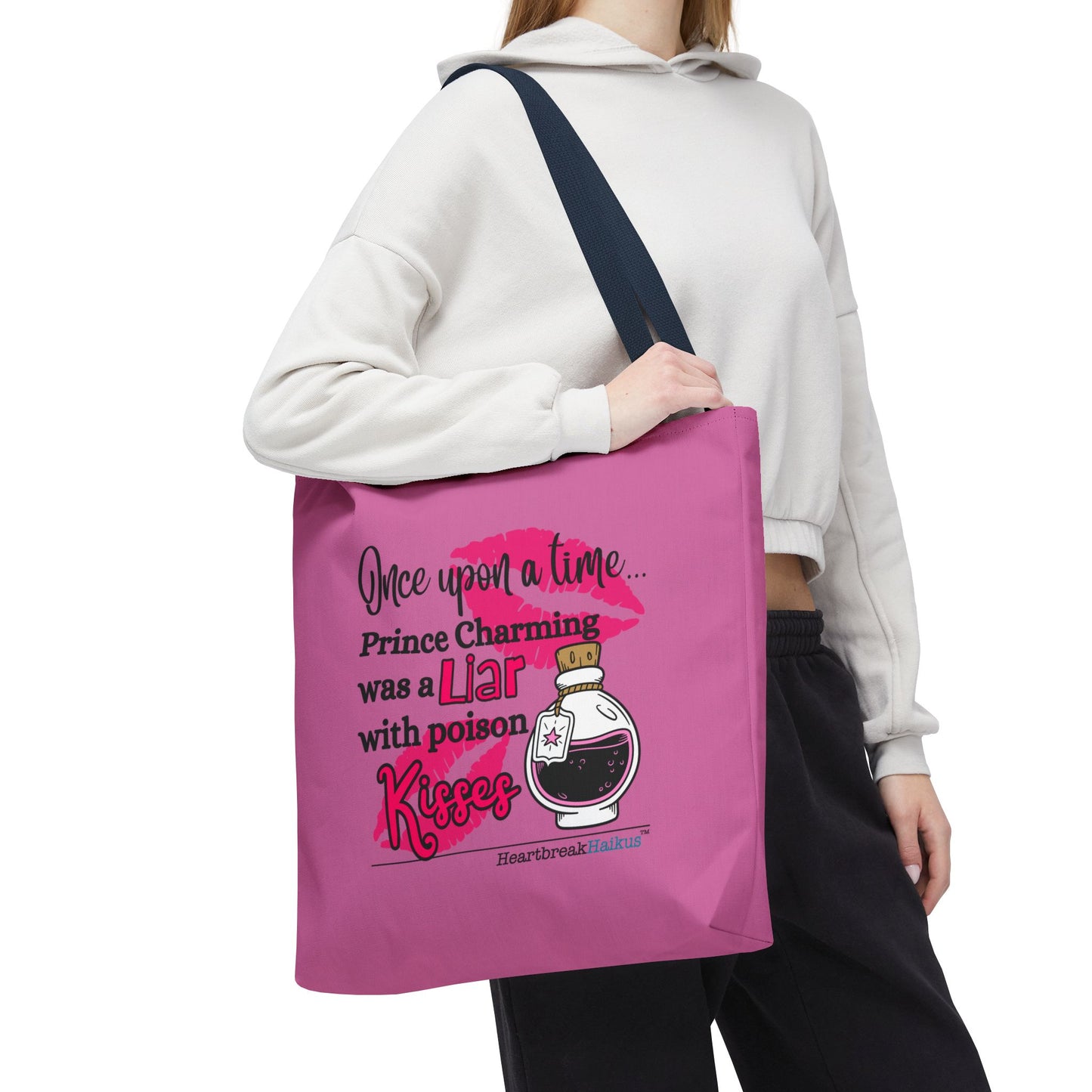 Prince Charming's Poison Kisses Haiku - Tote Bag (Dual-sided print in Candy Pink)