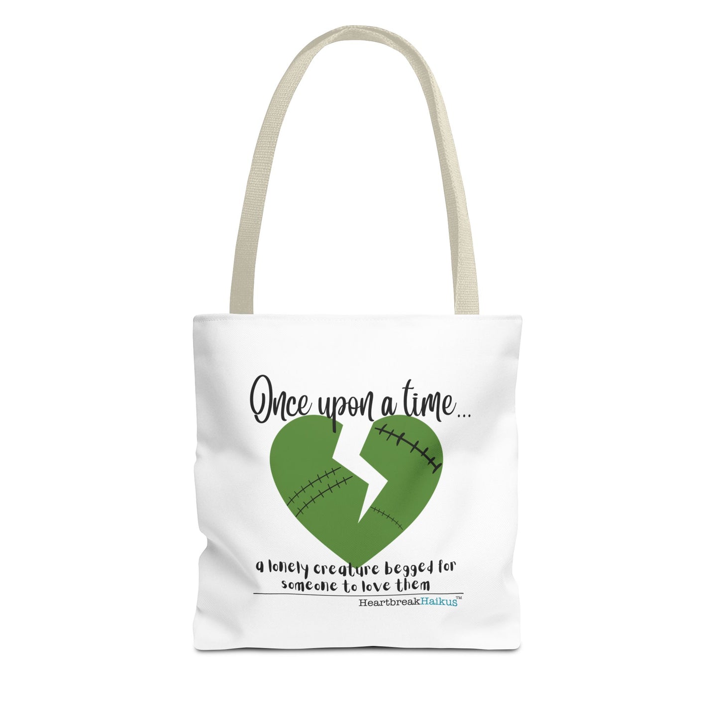 A Lonely Creature Begged Frankenstein Haiku - Tote Bag (Dual-sided print in Snow White)