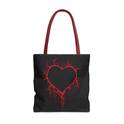 Cracked Heart Tote Bag (in Crimson) - (The Only Hearts Collection)