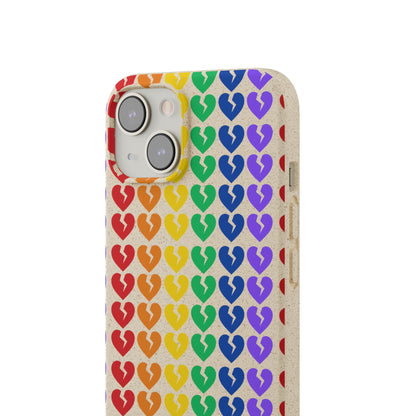 Rainbow Hearts Collection Pattern - Biodegradable Phone Case, Eco-Friendly Phone Cover (Only Hearts Collection)