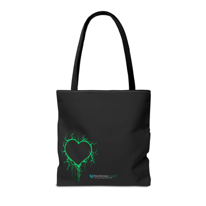 Lightning-Cracked Heart Tote Bag (in Electric Wicked Green) - (The Only Hearts Collection)