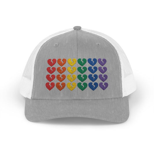Rainbow Heartbreak Collection - Embroidered Trucker Hat (Only Hearts Collection)