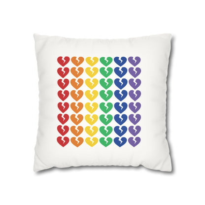 Rainbow Broken Hearts - Faux Suede Square Pillowcase (Only Hearts Collection)
