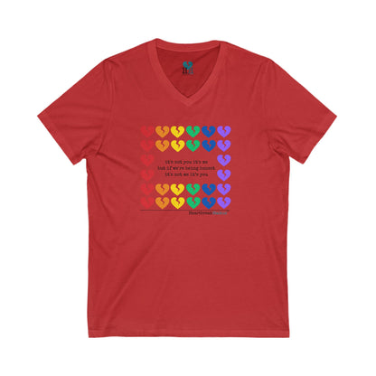 It's Not Me/You Haiku -  Unisex Jersey Short Sleeve V-Neck Tee (Rainbow Heartbreak Collection)