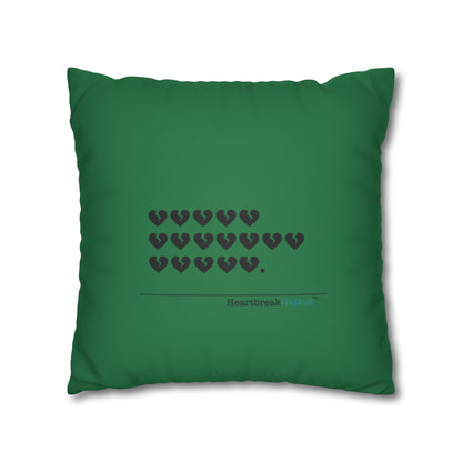 Hieroglyph Heartbreak Haiku - Faux Suede Square Pillowcase (in Evergreen)