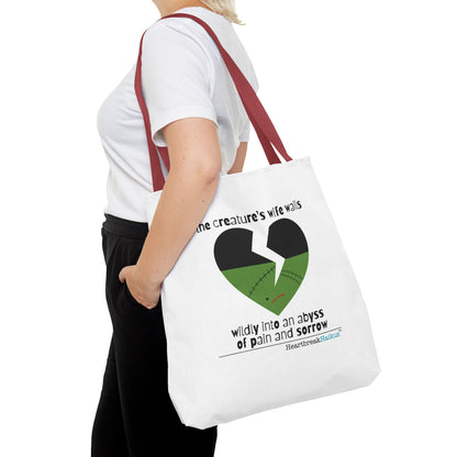 The Creature's Wife Wails Wildly Frankenstein Haiku - Tote Bag (Dual-sided print in Snow White)