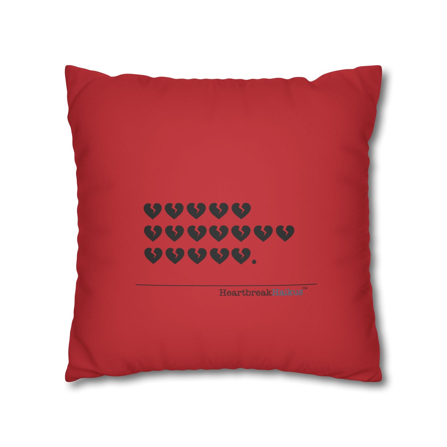 Hieroglyph Heartbreak Haiku - Faux Suede Square Pillowcase (in Crimson Red)