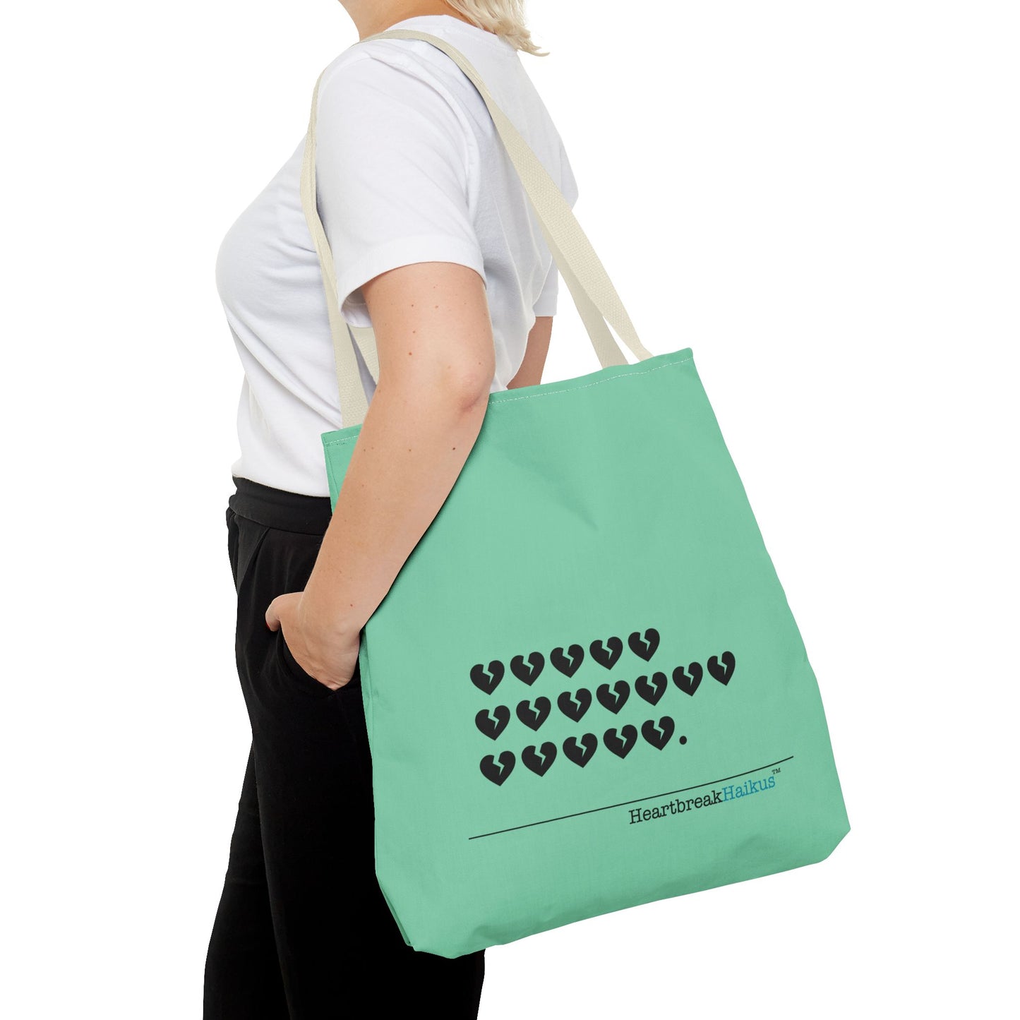 "Hieroglyph Heartbreak Haiku" Tote Bag (in Spearmint)