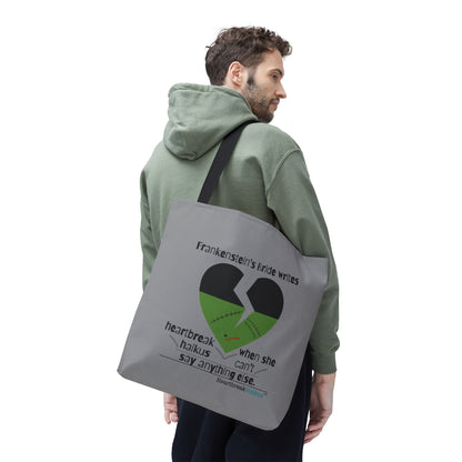 Frankenstein's Bride Writes Heartbreak Haikus - Tote Bag (Dual-sided print in Stone Grey)