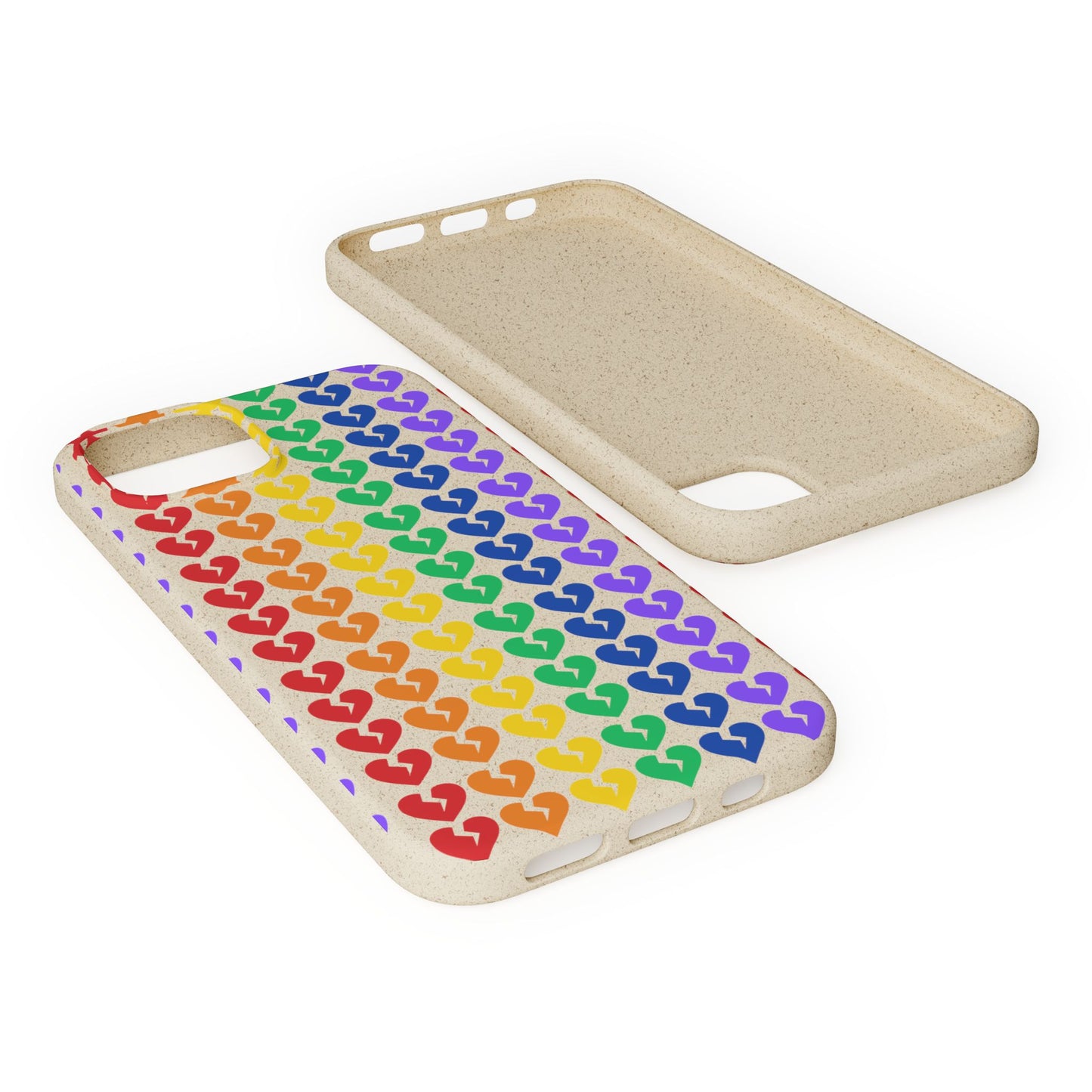 Rainbow Hearts Collection Pattern - Biodegradable Phone Case, Eco-Friendly Phone Cover (Only Hearts Collection)