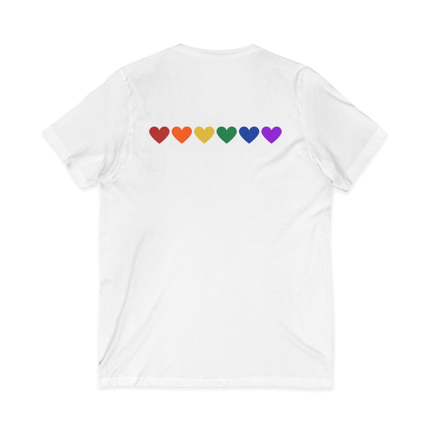 Rainbow Hearts - Jersey Short Sleeve V-Neck Tee