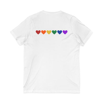 Rainbow Hearts - Jersey Short Sleeve V-Neck Tee