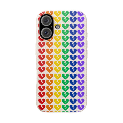 Rainbow Hearts Collection Pattern - Biodegradable Phone Case, Eco-Friendly Phone Cover (Only Hearts Collection)
