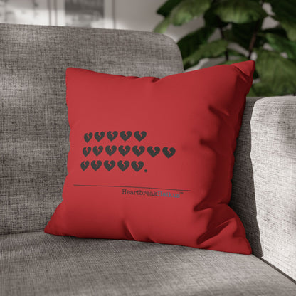 Hieroglyph Heartbreak Haiku - Faux Suede Square Pillowcase (in Crimson Red)