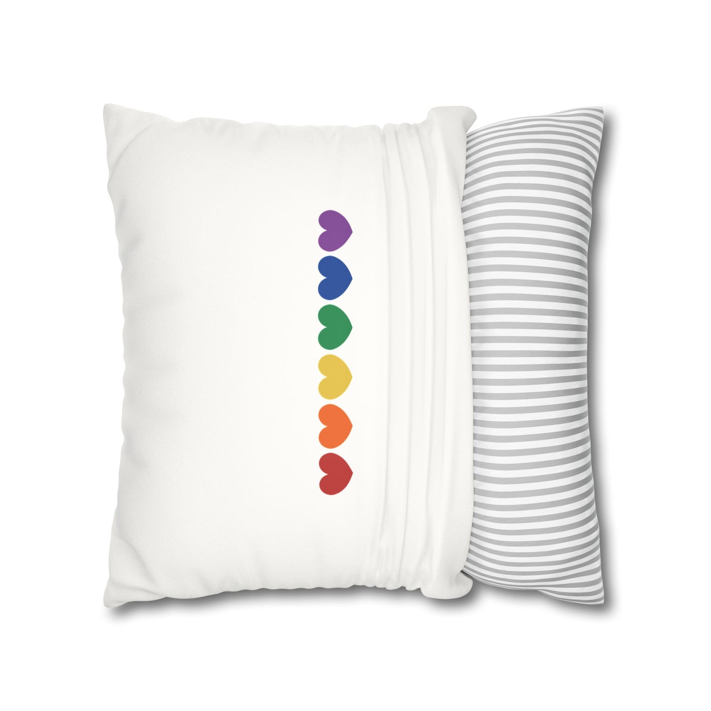 Rainbow Hearts on White - Faux Suede Square Pillowcase (Only Hearts Collection)